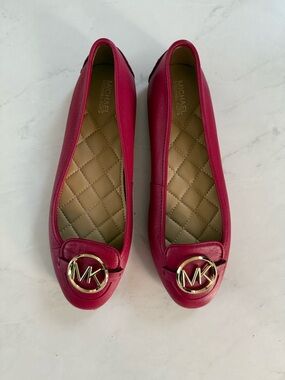 Michael Kors Women’s Red Ballet Flats with MK Logo